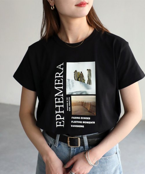 Riberry(リベリー)/EPHEMERAフォトコンパクトTシャツ/ブラック