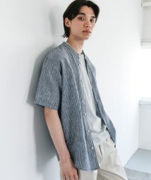 URBAN RESEARCH DOORS(アーバンリサーチドアーズ)/『永山瑛太さん着用』シルケットリネン バンドカラーショートスリーブシャツ/NAVYST