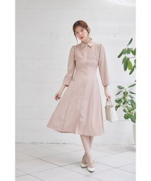 tocco closet(トッコクローゼット)/ヨークレース切り替えバックレースアップシャツワンピース/PINK