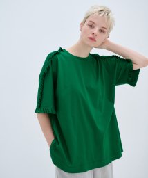 LANVIN en Bleu(ランバンオンブルー)/フリルトリムオーバーＴシャツ/グリーン