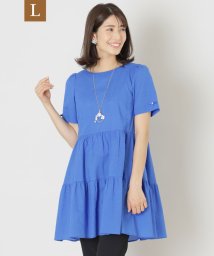 TO BE CHIC(L SIZE)(トゥービーシック Lサイズ)/【L】ウエーブローン チュニックブラウス/サックスブルー