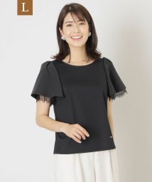 TO BE CHIC(L SIZE)(トゥービーシック Lサイズ)/【L】コットンポンチ レースコンビカットソー/ブラック