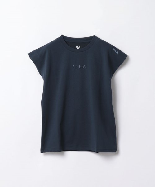 FILA（Casual）(フィラ（カジュアル）)/【カジュアルウェア】 ストレッチツイル リラックスフレンチスリーブTシャツ レディース/ネイビー