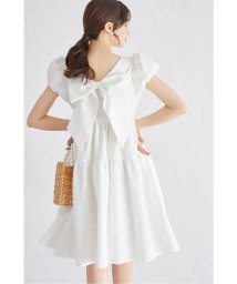 tocco closet(トッコクローゼット)/後ろリボン付きフラワージャガードティアードミニワンピース/Off-white