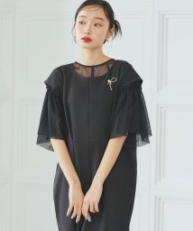 RUIRUE BOUTIQUE(ルイルエブティック)/バルーンスリーブチュールトップス＆ストレートワンピースセット(U1375)/ブラック×ブラック