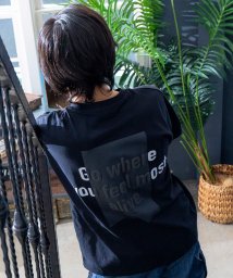 GLAZOS(グラソス)/【STREET】【防汚加工】スクエアバックロゴプリント半袖Tシャツ/ブラック