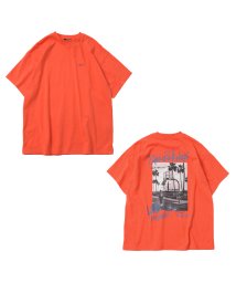 GLAZOS(グラソス)/【防汚加工】リゾートバックプリント半袖Tシャツ/オレンジ