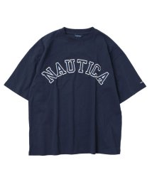 GLAZOS(グラソス)/【NAUTICA】フロントロゴアップリケ刺繍半袖Tシャツ/紺