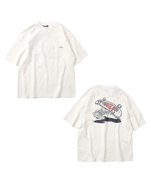 GLAZOS(グラソス)/【NAUTICA】バックスケーターロゴ半袖Tシャツ/ホワイト