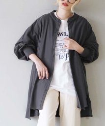 e-zakkamaniastores(イーザッカマニアストアーズ)/カットソー BIGチュニックシャツ/チャコールグレー