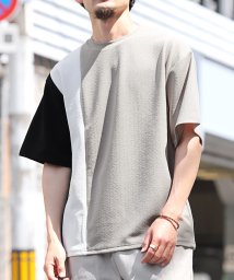 LUXSTYLE/梨地カラー切り替え半袖Tシャツ/Tシャツ 半袖 メンズ レディース 半袖Tシャツ 春 夏 ビッグシルエット バイカラー/506099923