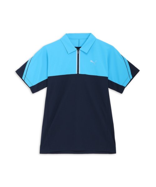 PUMA(PUMA)/メンズ ゴルフ PF ストレッチ CB テックカット 1/4ジップ 半袖ポロシャツ/AQUABLUE