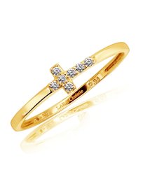 JEWELRY SELECTION/[ララクリスティー] LARA Christie ゴールド リング 指輪 ダイヤモンド 計0.05ct パヴェ クロス K18 9号 lr71－0004－yg－/506101294