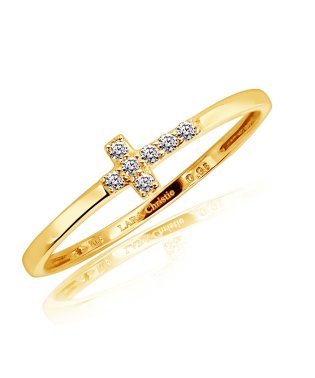 JEWELRY SELECTION/[ララクリスティー] LARA Christie ゴールド リング 指輪 ダイヤモンド 計0.05ct パヴェ クロス K18 11号 lr71－0004－yg/506101295