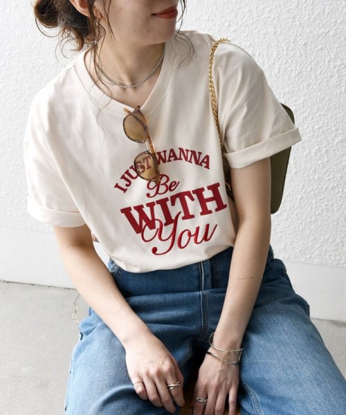 SHIPS any WOMEN(シップス　エニィ　ウィメン)/SHIPS any:〈洗濯機可能〉ロゴ プリント TEE/ベージュ