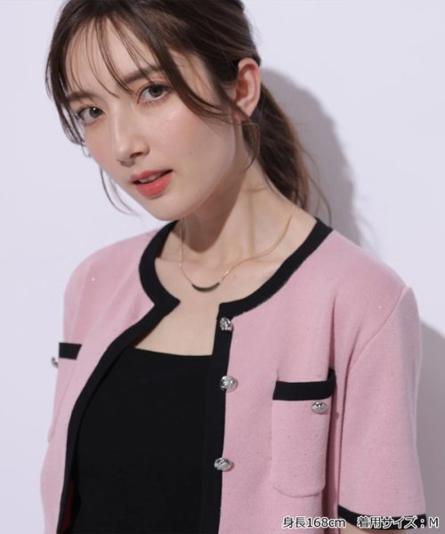 半袖キラキラニットジャケット 半袖キラキラニットジャケット YWU1225097602(9295円)