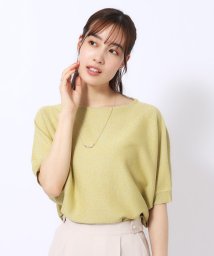 SHOO・LA・RUE　DRESKIP(シューラルー／ドレスキップ)/【きらっと華やぐ】ラメが大人上品 ドルマンボートネック5分袖ニット/イエロー（025）