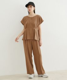 VIS/【d fashion別注】【セットアップ】 美easyリネンライクウエスト切り替えブラウス＆ワイドパンツ【接触冷感・洗える】/506101786