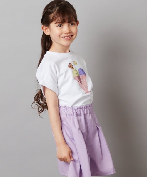 a.v.v(KID'S)(アー・ヴェ・ヴェキッズ)/[100－130]スパンコールＴシャツ/ホワイト