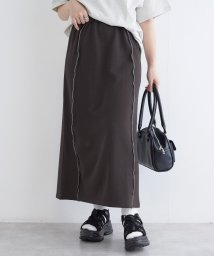 w closet(ダブルクローゼット)/配色メロウスウェットスカート/ブラック