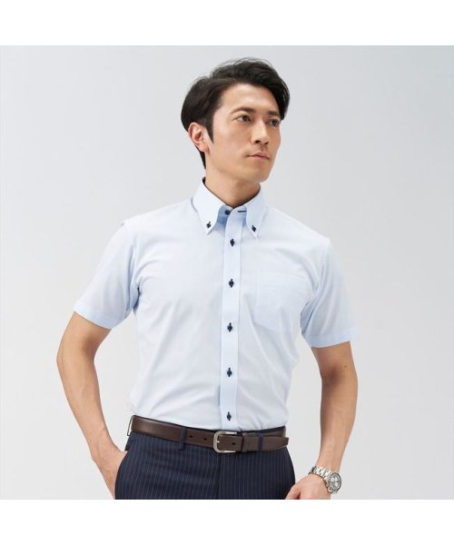 TOKYO SHIRTS(TOKYO SHIRTS)/ボタンダウン 半袖 形態安定 ワイシャツ/ブルー