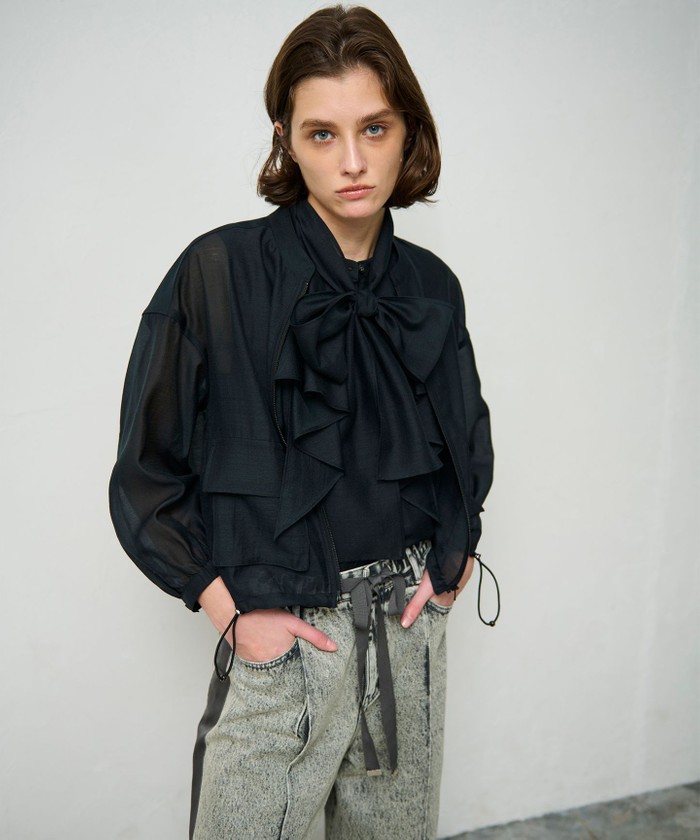 GRACECONTINENTAL シアードレープブルゾン ブラック 38