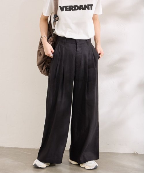 リネンブレンドタックワイドパンツ レーヨン47％