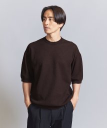 BEAUTY&YOUTH UNITED ARROWS(ビューティーアンドユース　ユナイテッドアローズ)/エア ミラノリブ クルーネック ニット ショートスリーブ/DK.BROWN