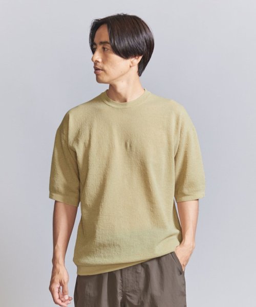 BEAUTY&YOUTH UNITED ARROWS(ビューティーアンドユース　ユナイテッドアローズ)/エア ミラノリブ クルーネック ニット ショートスリーブ/CREAM