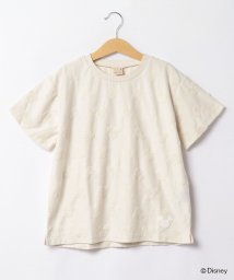 petit main(プティマイン)/【Disney】パイルジャガード柄Tシャツ/薄ベージュ