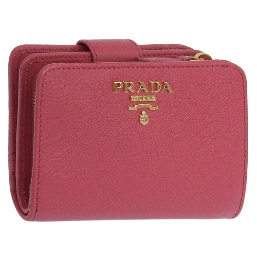 PRADA(プラダ)/PRADA プラダ SAFFIANO METAL サフィアーノ レザー 二つ折り財布/ピンク