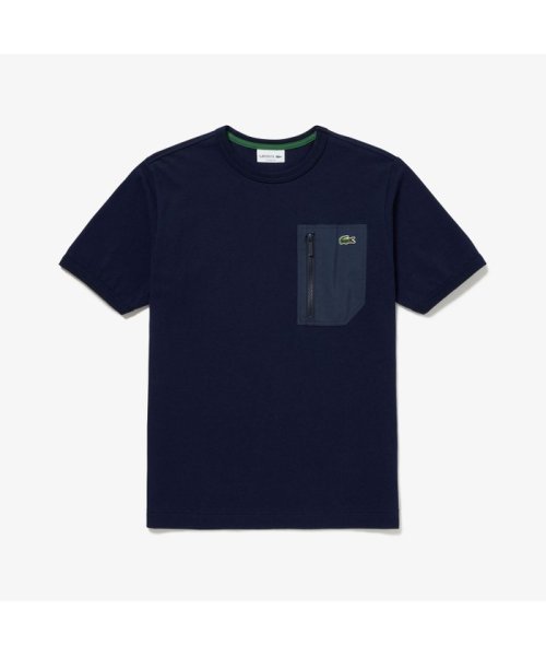 LACOSTE Mens(ラコステ　メンズ)/アウトドアジップポケット鹿の子地半袖Tシャツ/ネイビー