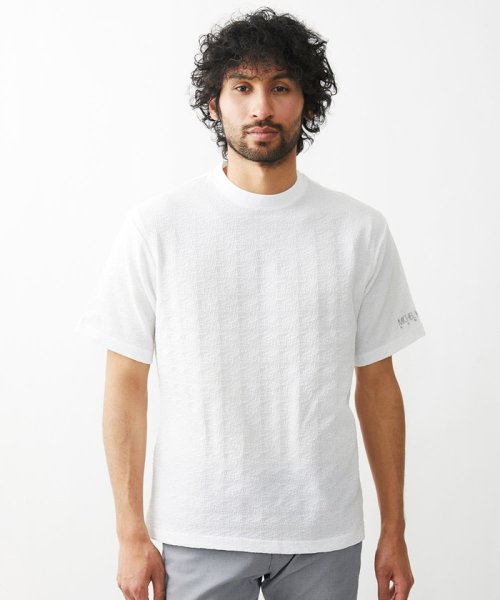 MICHEL KLEIN HOMME(ミッシェルクランオム)/ニット半袖Tシャツ セットアップ 24SS/ホワイト（90）