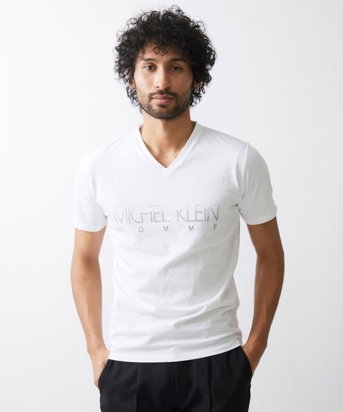 MICHEL KLEIN HOMME(ミッシェルクランオム)/ブランドロゴTシャツ/ホワイト（90）