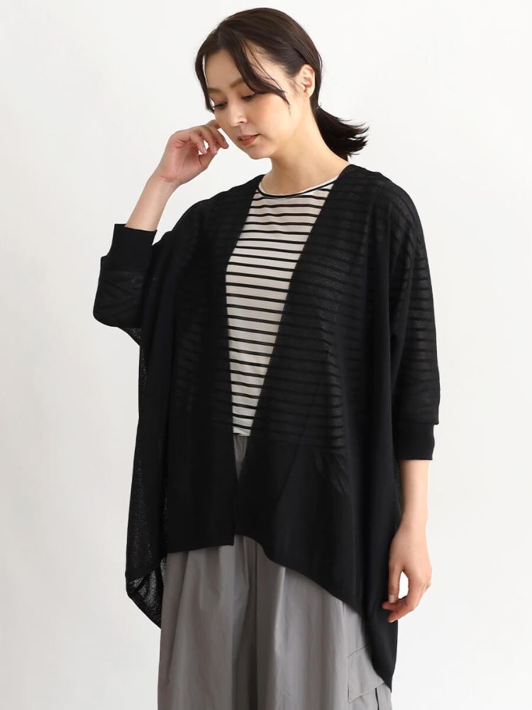 ミダス ロングカーディガン 黒 ⑤ミダスMIDASベロアロングカーディガン