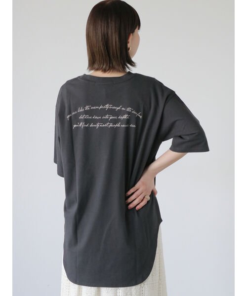 Lugnoncure(ルノンキュール)/前後ロゴ刺繍Tシャツ/チャコールグレー