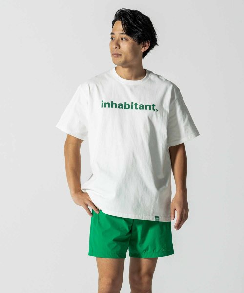 inhabitant(inhabitant)/inhabitant(インハビタント) Basic Logo T－shirts ロゴTシャツ カジュアルファッション サーフィン レジャー スケートボード/ホワイト