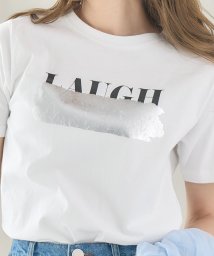  GROWINGRICH(グローウィングリッチ)/[トップス] ロゴ消し箔プリントTシャツ [231217]/オフホワイト×シルバー