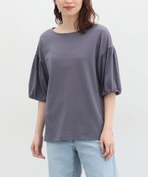 Honeys(ハニーズ)/袖ボリュームＴシャツ トップス Tシャツ カットソー 半袖 綿混 UVカット /ダークブルー