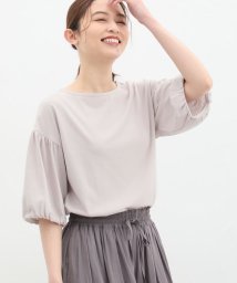 Honeys(ハニーズ)/袖ボリュームＴシャツ トップス Tシャツ カットソー 半袖 綿混 UVカット /ライトグレー