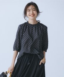 J.PRESS LADIES（LARGE SIZE）(J．プレス　レディス（大きいサイズ）)/【洗える】ジオメトリックプリント ブラウス/ネイビー系5