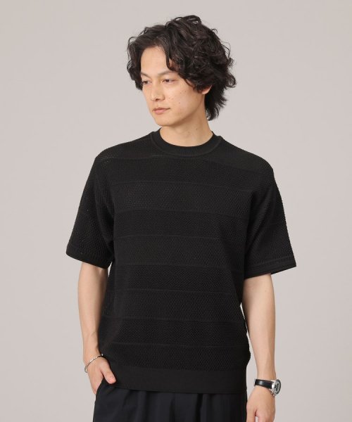 TAKEO KIKUCHI(タケオキクチ)/【イージーケア】スポンディッシュ ニットTシャツ/ブラック（019）