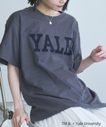 coen(coen)/YALE別注ロゴプリントバック刺繍Tシャツ/DK.GRAY