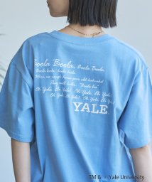 coen(coen)/YALE別注ロゴプリントバック刺繍Tシャツ/LT.BLUE