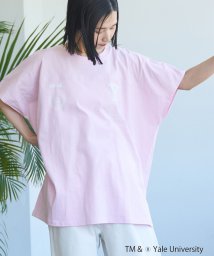coen(coen)/YALE別注ロゴプリントビッグフットボールTシャツ/LT.PINK