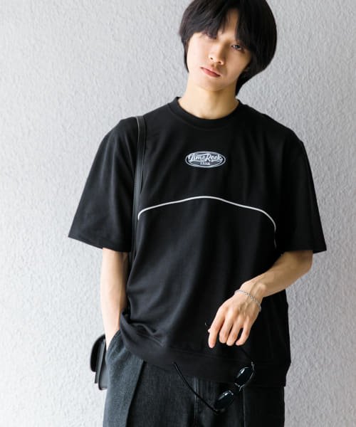 SENSE OF PLACE by URBAN RESEARCH(センスオブプレイス バイ アーバンリサーチ)/ブロックドデザインTシャツ(5分袖)/BLK×WHT