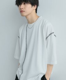 SENSE OF PLACE by URBAN RESEARCH(センスオブプレイス バイ アーバンリサーチ)/ブランケットステッチルーズTシャツ(5分袖)/WHT×BLK