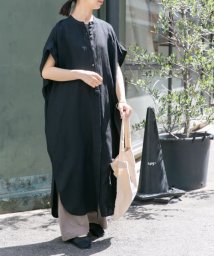 URBAN RESEARCH DOORS(アーバンリサーチドアーズ)/FORK&SPOON　リネンレーヨンシャツワンピース/BLACK