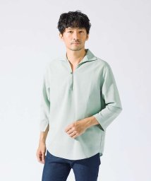 ABAHOUSE(ABAHOUSE)/【リネンタッチ】7分袖 カプリシャツ / スキッパーシャツ/セージグリーン