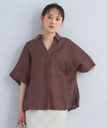 green label relaxing(グリーンレーベルリラクシング)/［size SHORTあり］フレンチリネン スキッパー 5分袖 シャツ/MD.BROWN